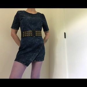 Forever 21 Marbled Dark Denim-Look Mini Dress